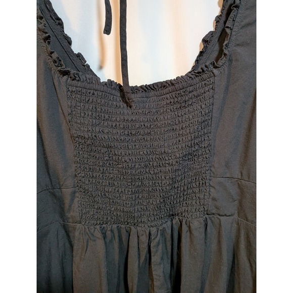 Whimsigoth Torrid Black Smocked Corset Tank Top Size 3X Ruffle Neck Tie Back - Picture 5 of 11